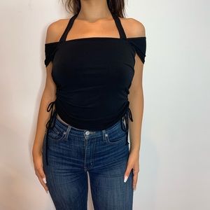 Black side tie top